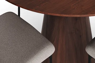 Siena Matgrupp runt 110 cm Valnöt med 4 Elsie Matstolar - Valnöt/Ljusgrå - Products - Möbler - Bord & matgrupp - Matgrupp