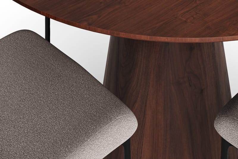 Siena Matgrupp runt 110 cm Valnöt med 4 Elsie Matstolar - Valnöt/Ljusgrå - Products - Möbler - Bord & matgrupp - Matgrupp