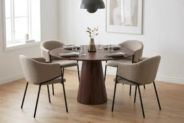 Siena Matgrupp runt 110 cm Valnöt med 4 Filip Matstolar - Valnöt - Products - Möbler - Bord & matgrupp - Matgrupp