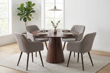Siena Matgrupp runt 110 cm Valnöt med 4 Filippa Matstolar - Valnöt - Products - Möbler - Bord & matgrupp - Matgrupp