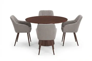 Siena Matgrupp runt 110 cm Valnöt med 4 Filippa Matstolar - Valnöt - Products - Möbler - Bord & matgrupp - Matgrupp