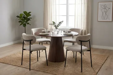 Siena Matgrupp runt 110 cm Valnöt med 4 Lucy Matstolar - Valnöt - Products - Möbler - Bord & matgrupp - Matgrupp