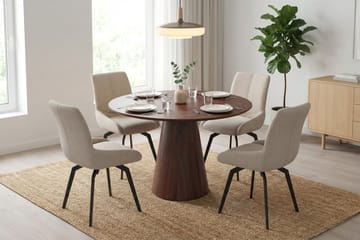 Siena Matgrupp runt 110 cm Valnöt med 4 Mora Matstolar - Valnöt - Products - Möbler - Bord & matgrupp - Matgrupp