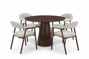 Siena Matgrupp runt 110 cm Valnöt med 4 Ronja Matstolar - Valnöt - Products - Möbler - Bord & matgrupp - Matgrupp