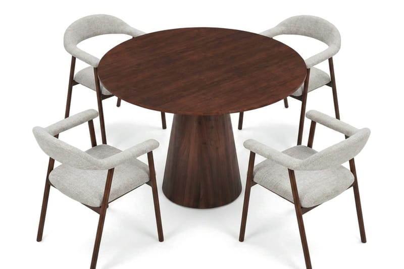 Siena Matgrupp runt 110 cm Valnöt med 4 Ronja Matstolar - Valnöt - Products - Möbler - Bord & matgrupp - Matgrupp
