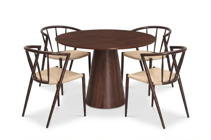 Siena Matgrupp runt 110 cm Valnöt med 4 Winston Matstolar - Valnöt - Products - Möbler - Bord & matgrupp - Matgrupp