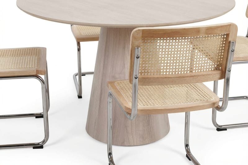 Siena Matgrupp runt 110 cm Vitlaserad med 4 Build Matstolar - Vitlaserad ek - Products - Möbler - Bord & matgrupp - Matgrupp