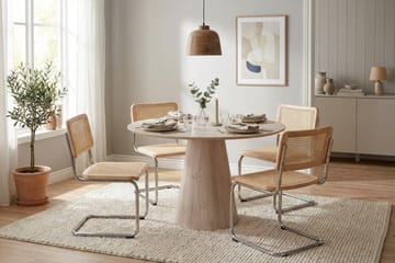Siena Matgrupp runt 110 cm Vitlaserad med 4 Build Matstolar - Vitlaserad ek - Products - Möbler - Bord & matgrupp - Matgrupp