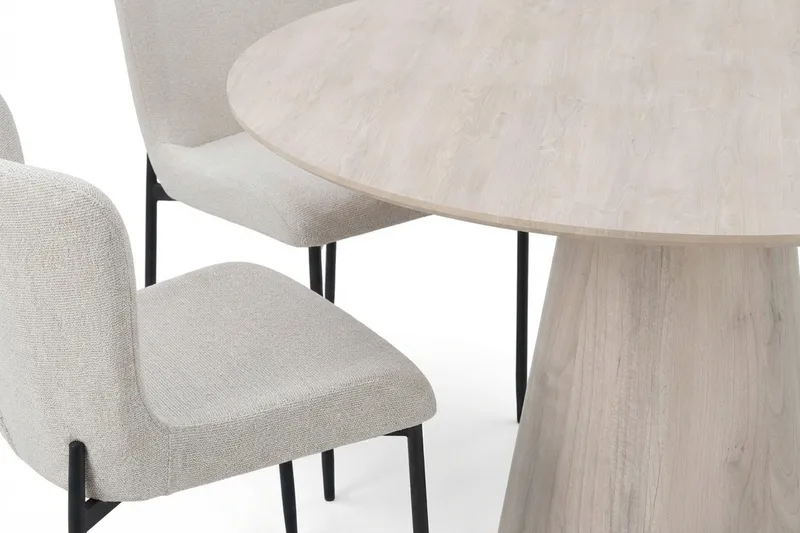 Siena Matgrupp runt 110 cm Vitlaserad med 4 Elsie Matstolar - Vitlaserad ek - Products - Möbler - Bord & matgrupp - Matgrupp