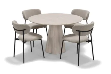Siena Matgrupp runt 110 cm Vitlaserad med 4 Lucy Matstolar - Vitlaserad - Products - Möbler - Bord & matgrupp - Matgrupp
