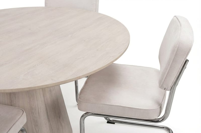 Siena Matgrupp runt 110 cm Vitlaserad med 4 Milva Matstolar - Vitlaserad ek - Products - Möbler - Bord & matgrupp - Matgrupp