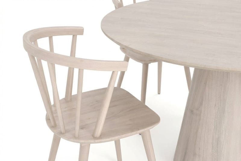 Siena Matgrupp runt 110 cm Vitlaserad med 4 Tyrö Matstolar - Vitlaserad ek - Products - Möbler - Bord & matgrupp - Matgrupp