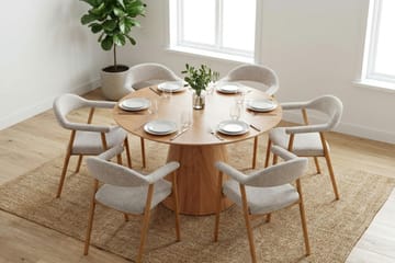 Siena Matgrupp runt 130 cm Ek med 4 Ronja Matstolar - Sand/Ek - Products - Möbler - Bord & matgrupp - Matgrupp