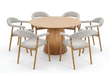 Siena Matgrupp runt 130 cm Ek med 4 Ronja Matstolar - Sand/Ek - Products - Möbler - Bord & matgrupp - Matgrupp
