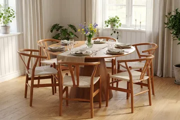 Siena Matgrupp runt 130 cm Ek med 6 Dastoori Matstolar - Ek - Products - Möbler - Bord & matgrupp - Matgrupp