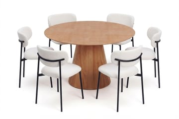 Siena Matgrupp runt 130 cm Ek med 6 Lucy Matstolar - Ek - Products - Möbler - Bord & matgrupp - Matgrupp
