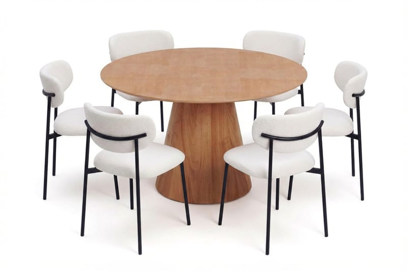 Siena Matgrupp runt 130 cm Ek med 6 Lucy Matstolar - Ek - Products - Möbler - Bord & matgrupp - Matgrupp