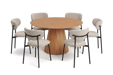 Siena Matgrupp runt 130 cm Ek med 6 Lucy Matstolar - Ek - Products - Möbler - Bord & matgrupp - Matgrupp