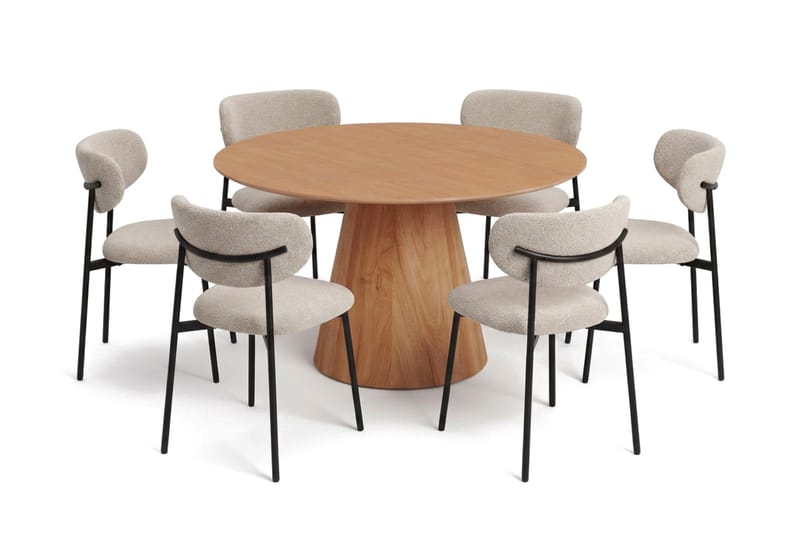 Siena Matgrupp runt 130 cm Ek med 6 Lucy Matstolar - Ek - Products - Möbler - Bord & matgrupp - Matgrupp