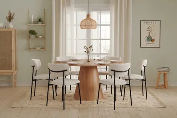 Siena Matgrupp runt 130 cm Ek med 6 Lucy Matstolar - Ek - Products - Möbler - Bord & matgrupp - Matgrupp