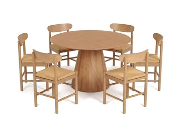 Siena Matgrupp runt 130 cm Ek med 6 Malte Matstolar - Products - Möbler - Bord & matgrupp - Matgrupp