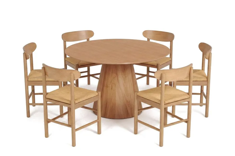 Siena Matgrupp runt 130 cm Ek med 6 Malte Matstolar - Products - Möbler - Bord & matgrupp - Matgrupp