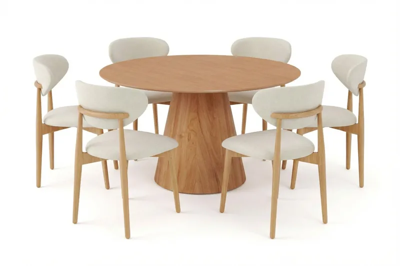 Siena Matgrupp runt 130 cm Ek med 6 Molly Matstolar - Ek - Products - Möbler - Bord & matgrupp - Matgrupp