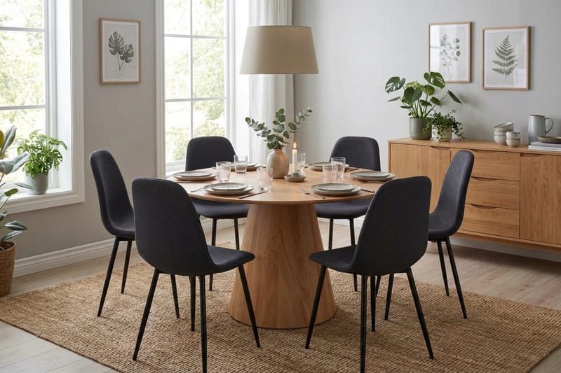 Siena Matgrupp runt 130 cm Ek med 6 Nibe Matstolar - Ek - Products - Möbler - Bord & matgrupp - Matgrupp