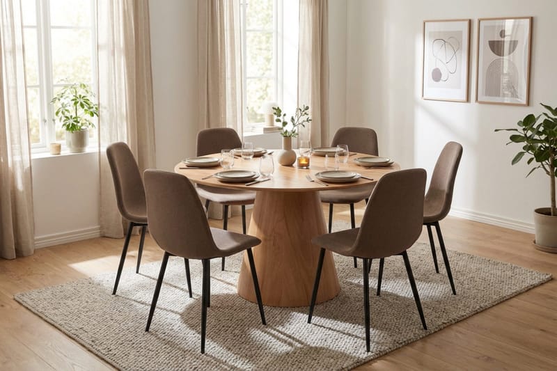 Siena Matgrupp runt 130 cm Ek med 6 Nibe Matstolar - Ek - Products - Möbler - Bord & matgrupp - Matgrupp