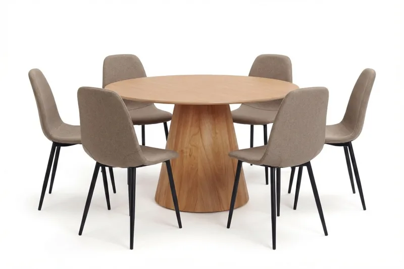 Siena Matgrupp runt 130 cm Ek med 6 Nibe Matstolar - Ek - Products - Möbler - Bord & matgrupp - Matgrupp