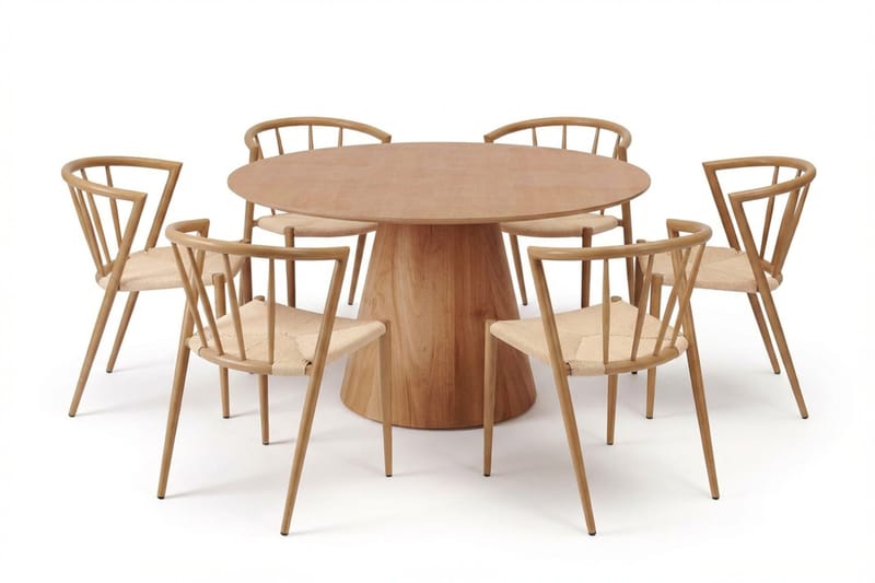 Siena Matgrupp runt 130 cm Ek med 6 Winston Matstolar - Ek - Products - Möbler - Bord & matgrupp - Matgrupp