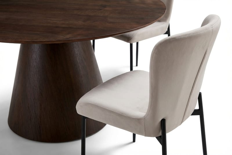 Siena Matgrupp runt 130 cm Rökt Ek med 6 Elsie Matstolar - Rökt ek/Beige - Products - Möbler - Bord & matgrupp - Matgrupp