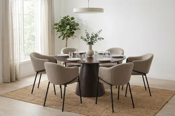 Siena Matgrupp runt 130 cm Rökt Ek med 6 Filip Matstolar - Rökt ek - Products - Möbler - Bord & matgrupp - Matgrupp