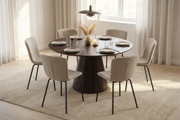 Siena Matgrupp runt 130 cm Rökt Ek med 6 Katy Matstolar - Rökt ek - Products - Möbler - Bord & matgrupp - Matgrupp