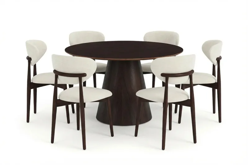 Siena Matgrupp runt 130 cm Rökt Ek med 6 Molly Matstolar - Rökt ek - Products - Möbler - Bord & matgrupp - Matgrupp
