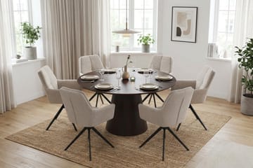 Siena Matgrupp runt 130 cm Rökt Ek med 6 Torsby Matstolar - Rökt ek - Products - Möbler - Bord & matgrupp - Matgrupp