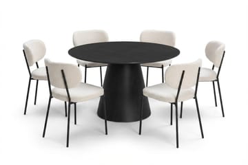 Siena Matgrupp runt 130 cm Svart med 6 Gemmiano Matstolar - Svart - Products - Möbler - Bord & matgrupp - Matgrupp