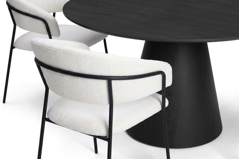 Siena Matgrupp runt 130 cm Svart med 6 Karol Matstolar - Svart - Products - Möbler - Bord & matgrupp - Matgrupp