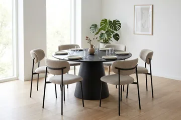 Siena Matgrupp runt 130 cm Svart med 6 Lucy Matstolar - Svart - Products - Möbler - Bord & matgrupp - Matgrupp