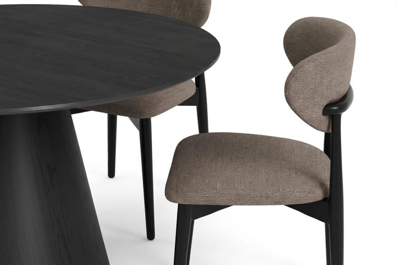 Siena Matgrupp runt 130 cm Svart med 6 Molly Matstolar - Svart - Products - Möbler - Bord & matgrupp - Matgrupp