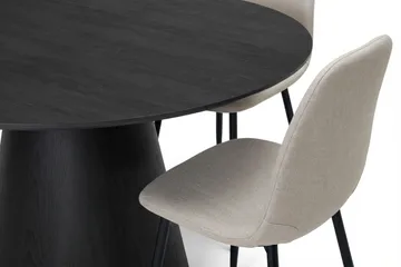 Siena Matgrupp runt 130 cm Svart med 6 Nibe Matstolar - Svart - Products - Möbler - Bord & matgrupp - Matgrupp