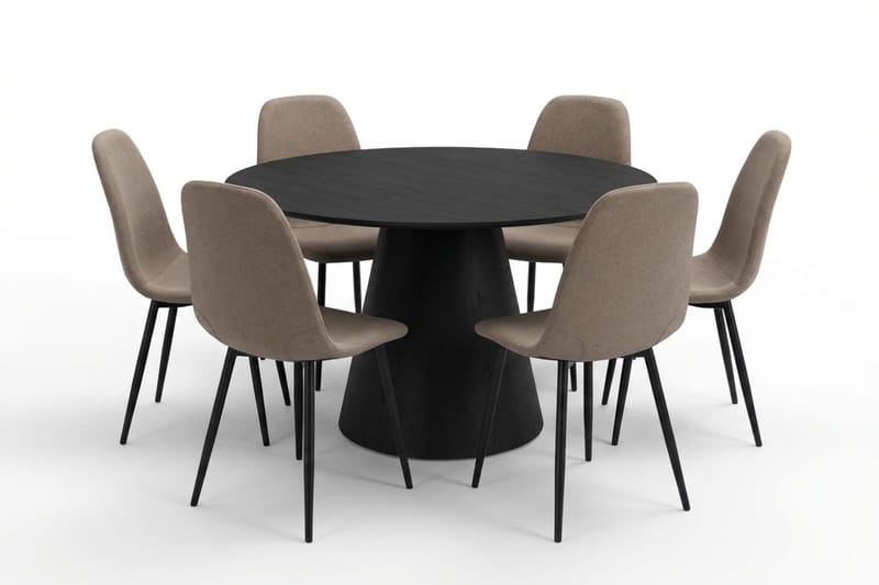 Siena Matgrupp runt 130 cm Svart med 6 Nibe Matstolar - Svart - Products - Möbler - Bord & matgrupp - Matgrupp