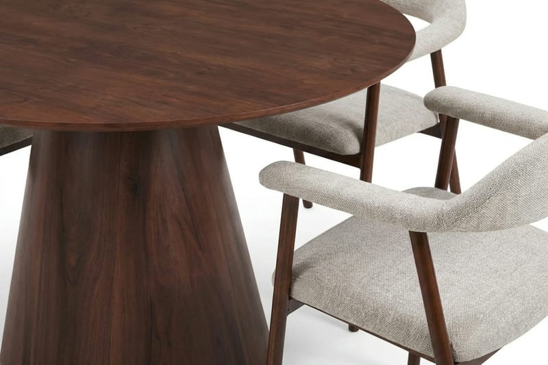 Siena Matgrupp runt 130 cm Valnöt med 4 Ronja Matstolar - Valnöt - Products - Möbler - Bord & matgrupp - Matgrupp