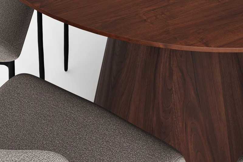 Siena Matgrupp runt 130 cm Valnöt med 6 Elsie Matstolar - Valnöt/Ljusgrå - Products - Möbler - Bord & matgrupp - Matgrupp