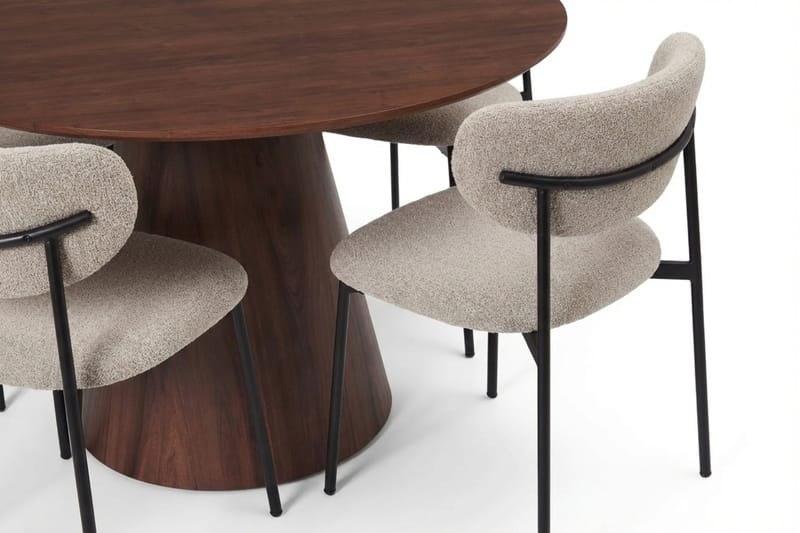 Siena Matgrupp runt 130 cm Valnöt med 6 Lucy Matstolar - Valnöt - Products - Möbler - Bord & matgrupp - Matgrupp