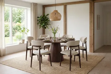 Siena Matgrupp runt 130 cm Valnöt med 6 Molly Matstolar - Valnöt - Products - Möbler - Bord & matgrupp - Matgrupp
