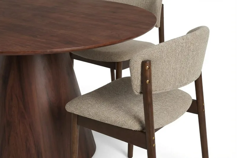 Siena Matgrupp runt 130 cm Valnöt med 6 Nala Matstolar - Valnöt - Products - Möbler - Bord & matgrupp - Matgrupp
