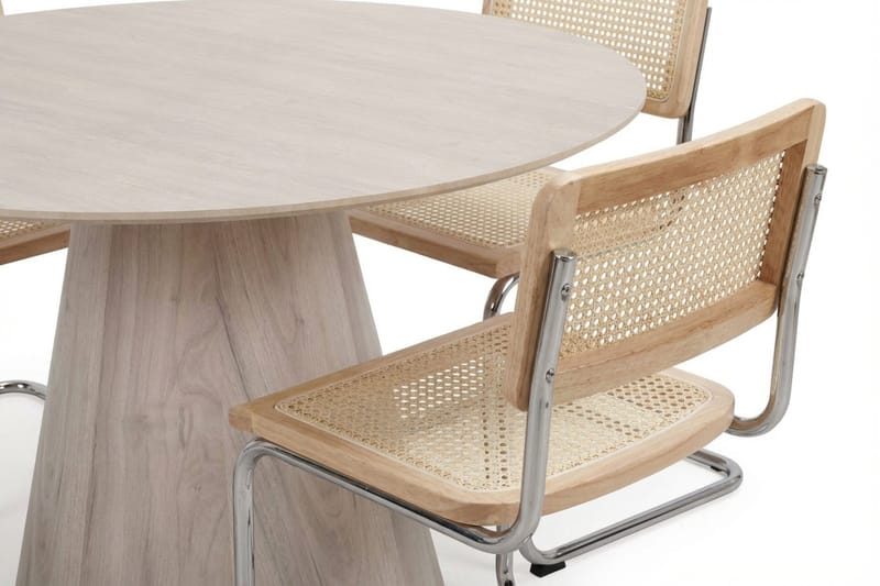 Siena Matgrupp runt 130 cm Vitlaserad med 6 Build Matstolar - Vitlaserad ek - Products - Möbler - Bord & matgrupp - Matgrupp