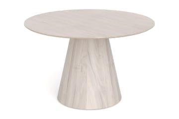 Siena Matgrupp runt 130 cm Vitlaserad med 6 Build Matstolar - Vitlaserad/Natur/krom - Products - Möbler - Bord & matgrupp - Matgrupp