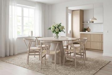 Siena Matgrupp runt 130 cm Vitlaserad med 6 Dastoori Matstolar - Vitlaserad - Products - Möbler - Bord & matgrupp - Matgrupp